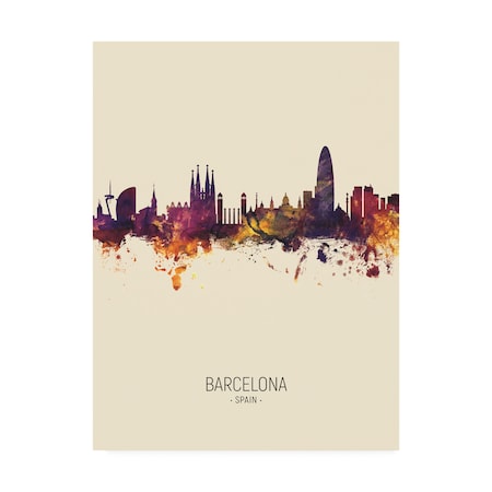 Michael Tompsett 'Barcelona Spain Skyline Portrait III' Canvas Art,14x19